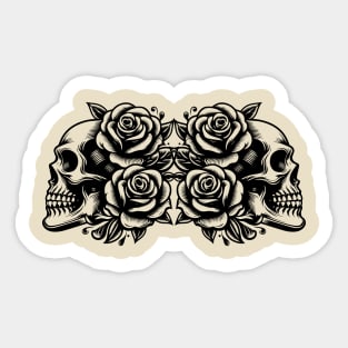 skulls and roses Sticker